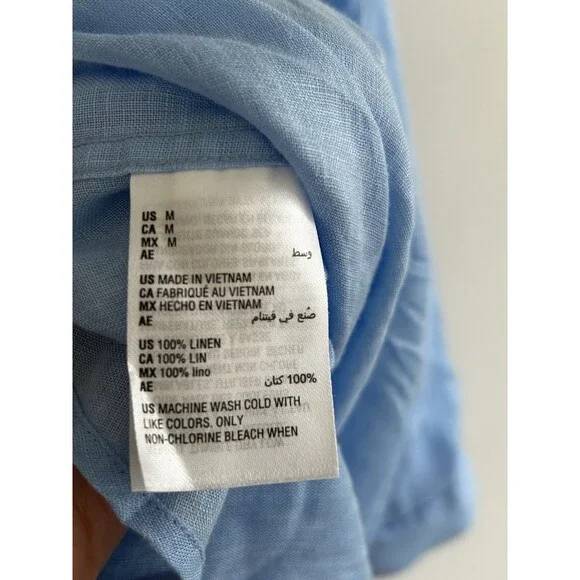 Club Room Luxury 100% Linen Shirt Men's Size Medium Blue Button Down Long Sleeve - Picture 6 of 7